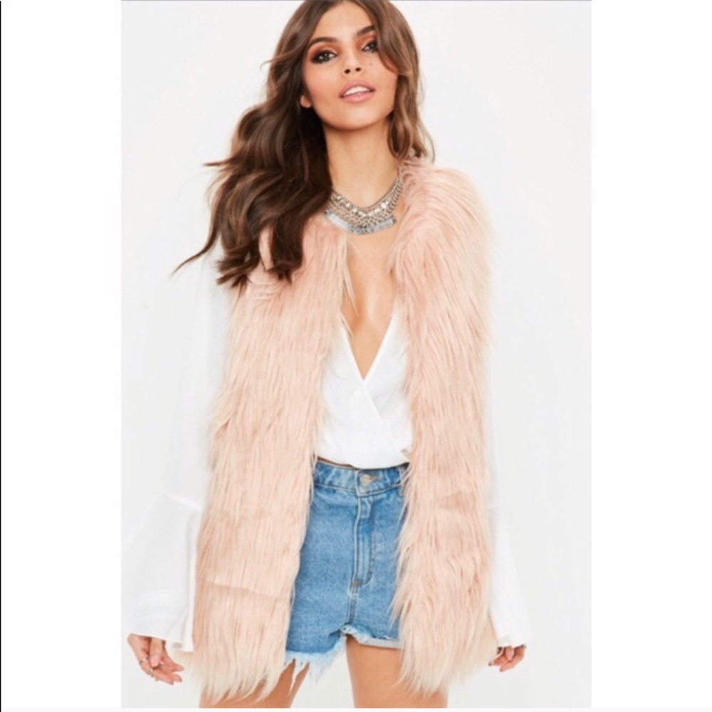Anthropologie faux fur vest size blush pink m
